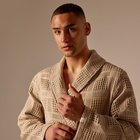 Халат вафельный мужской SL HOME: Chess «Саббиа», размер L, хлопок 100%, коричневый - Фото 6