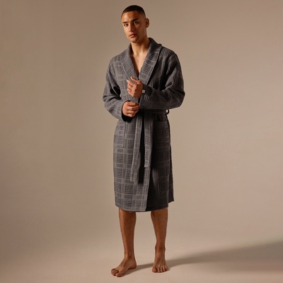 Халат вафельный мужской SL HOME: Chess «Гри Сандре», размер XL, хлопок 100%, тёмно-серый
