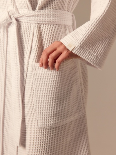 Халат вафельный женский SL HOME: Basic "Блан де Блан", размер S, 100% хлопок, 300 г/м2