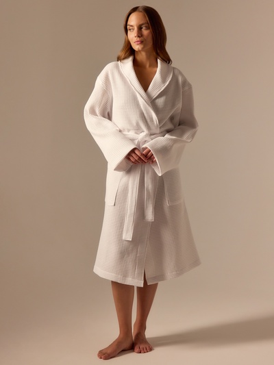 Халат вафельный женский SL HOME: Basic "Блан де Блан", размер S, 100% хлопок, 300 г/м2