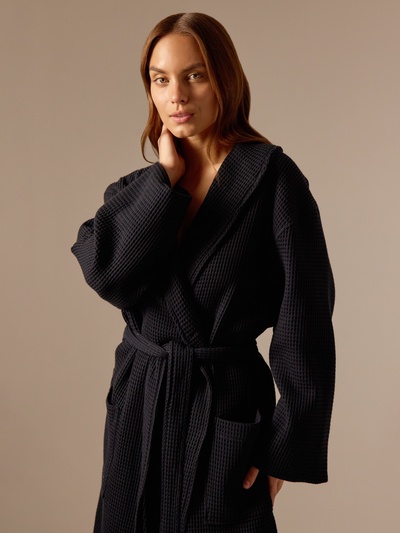 Халат вафельный женский SL HOME: Basic "Дарк Маре", размер S, 100% хлопок, 300 г/м2