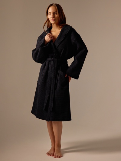 Халат вафельный женский SL HOME: Basic "Дарк Маре", размер S, 100% хлопок, 300 г/м2