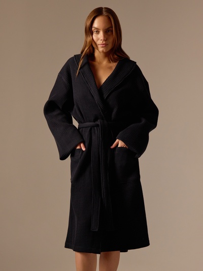 Халат вафельный женский SL HOME: Basic "Дарк Маре", размер S, 100% хлопок, 300 г/м2