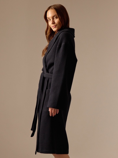 Халат вафельный женский SL HOME: Basic "Дарк Маре", размер S, 100% хлопок, 300 г/м2