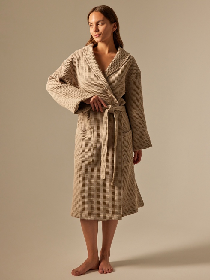 Халат вафельный женский SL HOME: Basic «Саббиа», размер 42-44, коричневый - Фото 1