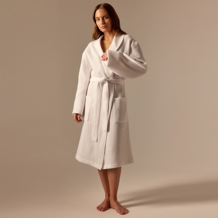 Халат вафельный женский SL HOME: Basic «Блан де Блан», размер 48-50, белый - Фото 1