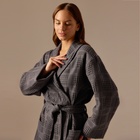 Халат вафельный женский SL HOME: Chess «Гри Сандре», размер 42-44, тёмно-серый - Фото 2