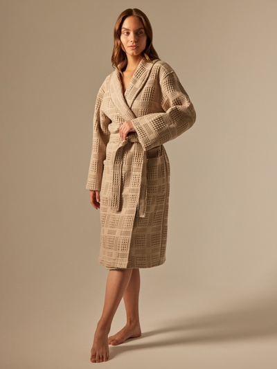 Халат вафельный женский SL HOME: Chess «Саббиа», размер 44-46, коричневый