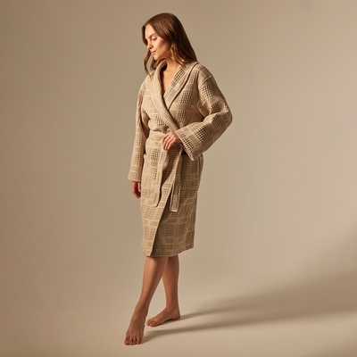 Халат вафельный женский SL HOME: Chess «Саббиа», размер 46-48, коричневый