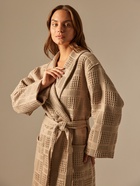 Халат вафельный женский SL HOME: Chess «Саббиа», размер 46-48, коричневый - Фото 2