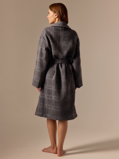 Халат вафельный женский SL HOME: Chess "Гри Сандре", размер L, 100% хлопок, 340 г/м2