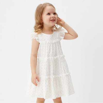 Платье для девочки MINAKU: Cotton collection в горошек, белое, рост 104-110 см