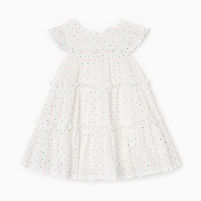 Платье для девочки MINAKU: Cotton collection в горошек, белое, рост 104-110 см