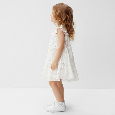 Платье для девочки MINAKU: Cotton collection в горошек, белое, рост 104-110 см