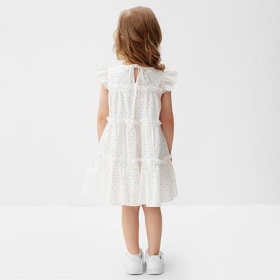 Платье для девочки MINAKU: Cotton collection в горошек, белое, рост 104-110 см