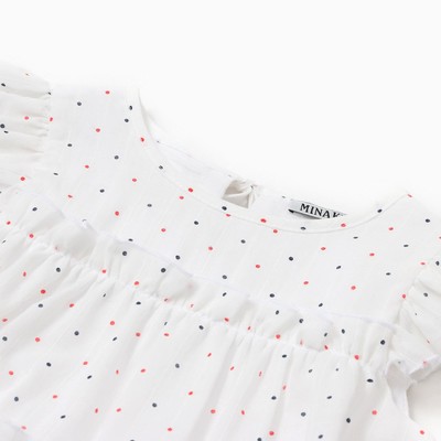 Платье для девочки MINAKU: Cotton collection в горошек, белое, рост 104-110 см