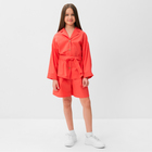 Костюм для девочки (Рубашка и шорты) MINAKU, цвет красный, рост 134 см - Фото 3