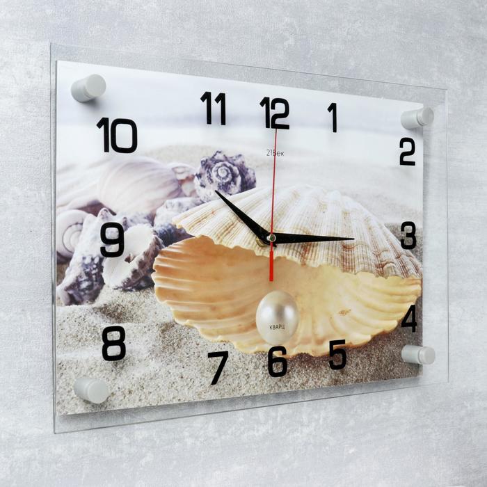 Часы настенные: Море, "Ракушка с жемчужиной", бесшумные, 25 х 35 см - фото 1903878060