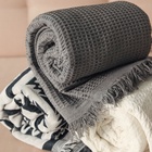 Плед с бахромой «Этель» Waffle, 130×180 см, тёмно-серый - Фото 2