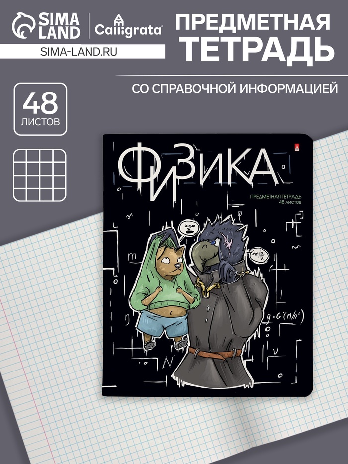 Предметная тетрадь по физике «Альт. Зверобудни», 48 листов, в клетку, со справочным материалом, картонная обложка - Фото 1