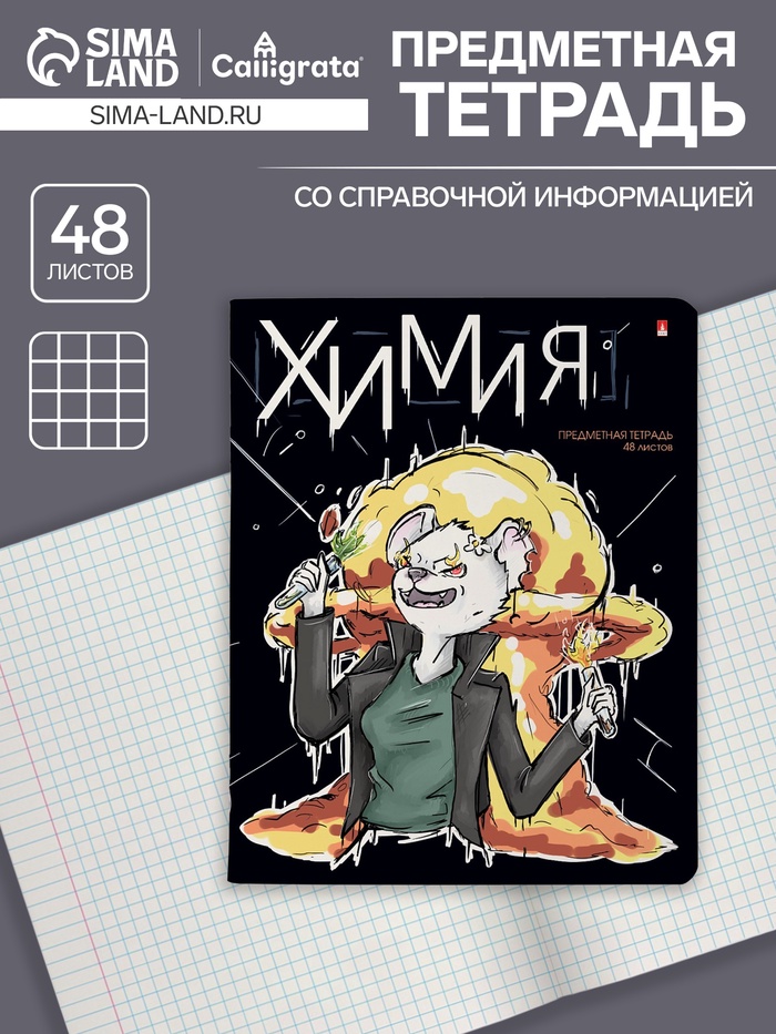 Предметная тетрадь по химии «Альт. Зверобудни», 48 листов, в клетку, со справочным материалом, картонная обложка - Фото 1