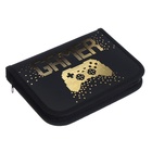 Пенал 1 секция 130 х 190 мм, Hatber "Gamer", ламинированный картон, чёрный/золотой (объёмный 3D-рисунок) NPn_44048 - фото 23952481