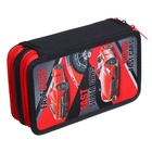 Пенал 3 секции, 110 х 190 мм, Hatber Red Car, ламинированный картон, чёрный/красный - фото 23960903