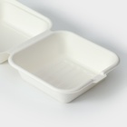 Ланч - бокс, коробка для бенто-торта и бургера, 15,2×15,2×8 см, сахарный тростник, 50 шт/уп, бежевый - Фото 11