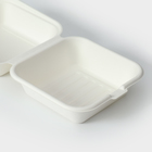 Ланч - бокс, коробка для бенто-торта и бургера, 15,2×15,2×8 см, сахарный тростник, 50 шт/уп - Фото 3