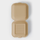 Ланч - бокс, коробка для бенто-торта и бургера, 15.2×15.2×8 см, сахарный тростник, 50 шт./уп, бежевый - Фото 6