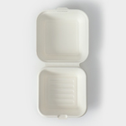 Ланч - бокс, коробка для бенто-торта и бургера, 15,2×15,2×8 см, сахарный тростник, 50 шт/уп - Фото 5