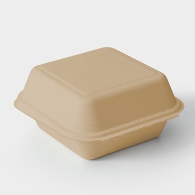 Ланч - бокс, коробка для бенто-торта и бургера, 15.2×15.2×8 см, сахарный тростник, 50 шт./уп, бежевый