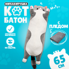 Мягкая игрушка «Котик» с пледом, 65 см, цвет серый - фото 321240539
