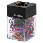 Диспенсер для скрепок BRAUBERG, магнитный (скрепки цветные: 100 штук, 28 мм) - фото 9424238