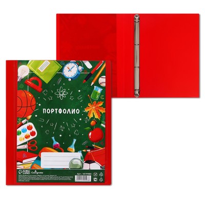 Папка-портфолио А4, Calligrata «Переменка», пластиковая, на 4 кольцах, для школьника, без вкладышей