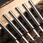 Набор шампуров 6 шт., рабочая часть - 32 см, ширина - 4 мм, толщина - 2 мм, с металлической ручкой - Фото 4