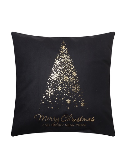 Наволочка декоративная новогодняя «Этель. Merry Christmas», 40×40 см, велюр, чёрная
