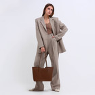 Сумка женская тоут на молнии, цвет коричневый - фото 23960941