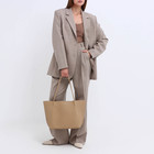 Сумка-шопер женская на магните, цвет бежевый - фото 23960951