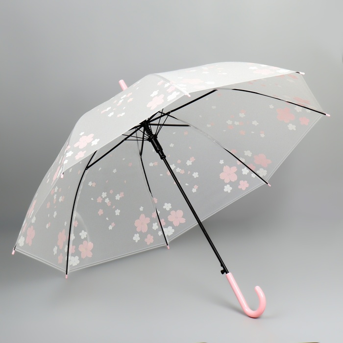 Зонт - трость полуавтоматический «Цветы», 8 спиц, R = 45 см, цвет МИКС - фото 1908104825
