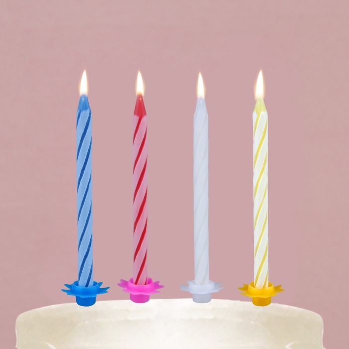 Свечи в торт в наборе с лопаткой для торта «С Днём Рождения», синяя лопатка,17 х 27,7 см