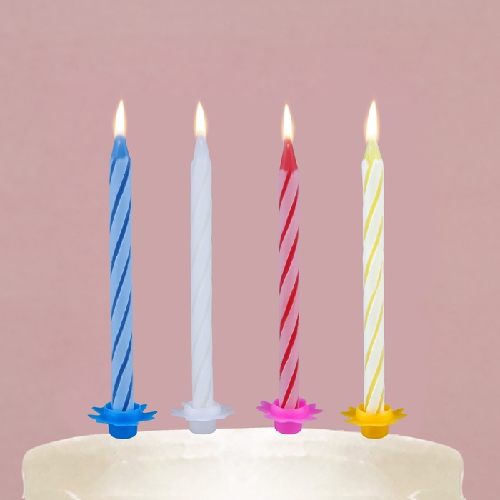 Свечи в торт в наборе с лопаткой для торта «С Днём Рождения», розовая лопатка, 17 х 27,7 см