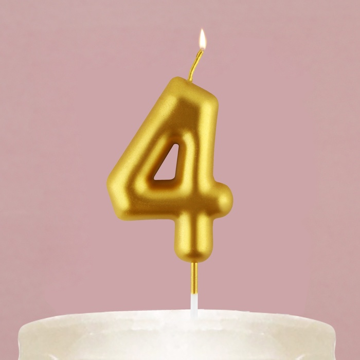 Свеча-цифра в торт «6», золото, 4 х 10 см