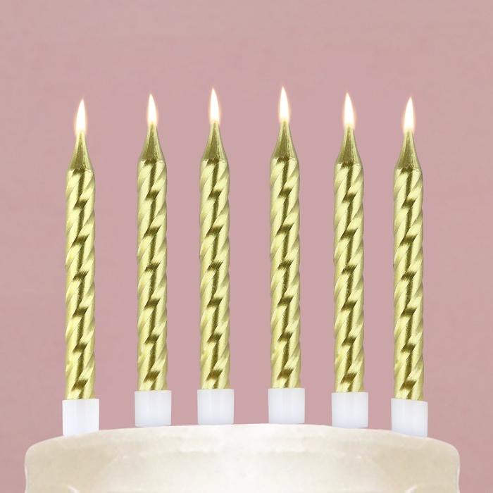 Свечи в торт в цвете золото 8 шт., 11,5 х17 см