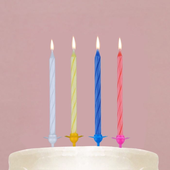 Свечи в торт, разноцветные, 24 шт.,  7,2 х 17,3 см