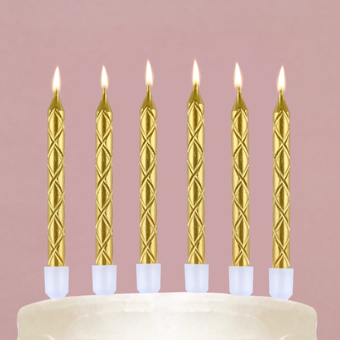 Свечи в торт, золото, 12 шт., 11,5 х 17 см