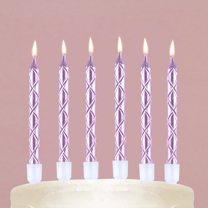 Свечи в торт розовые 12 шт., 11,5 х 17 см