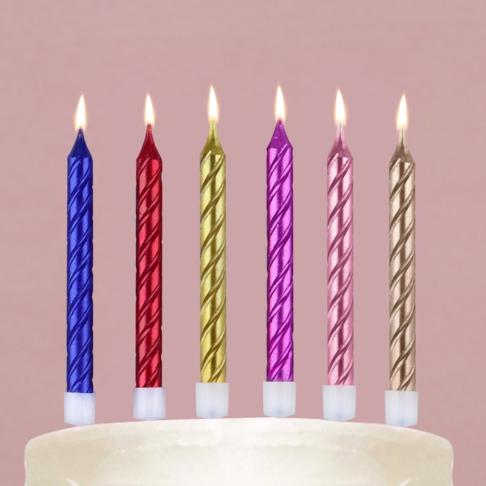 Свечи в торт, разноцветные, 6 шт, 8,5 х 15 см