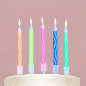 Свечи для торта «С Днём Рождения», разноцветные.