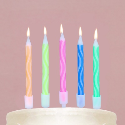 Свечи для торта «С Днём Рождения», разноцветные , 7 х 12 см.